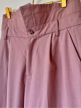 Zara| High-Waist Wide Leg Pleated Sleek Tailored Trouser in Dusty Mauve Sz S